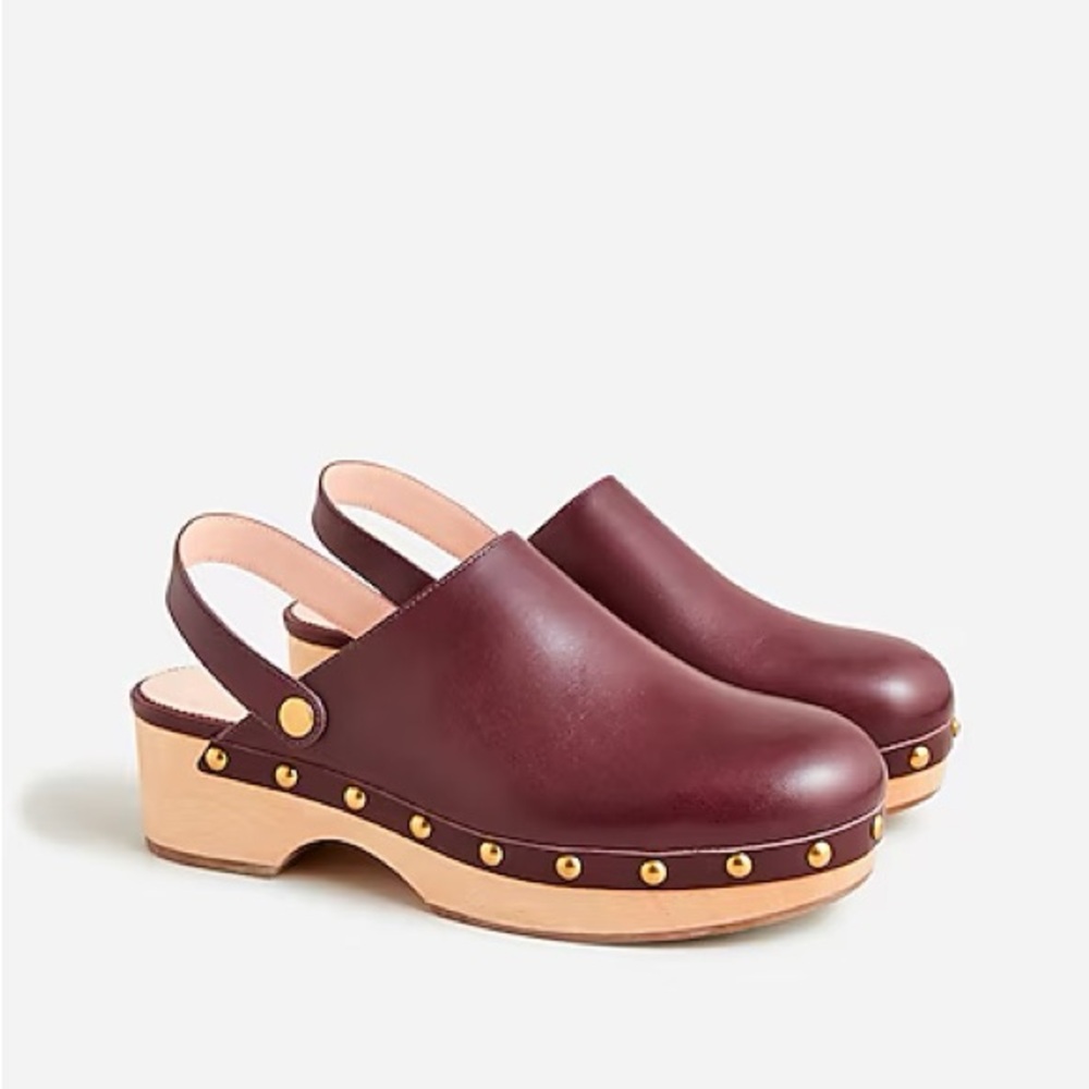 J. Crew Convertible leather clogs Sz 9.5 port wine color